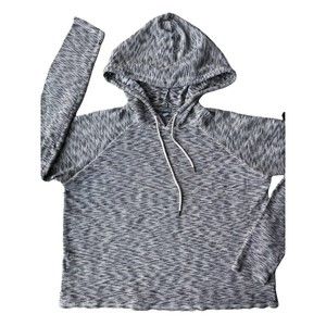 Aerie Womens Cropped Long Sleeve Hoodie Size XS Black White Side Slits Pullover